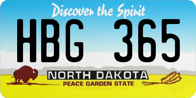 ND license plate HBG365