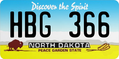 ND license plate HBG366