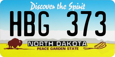 ND license plate HBG373