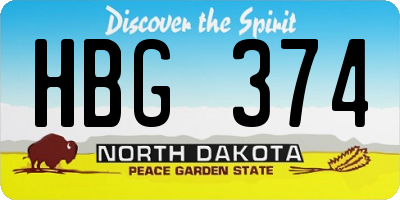 ND license plate HBG374