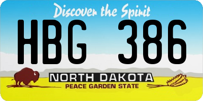 ND license plate HBG386