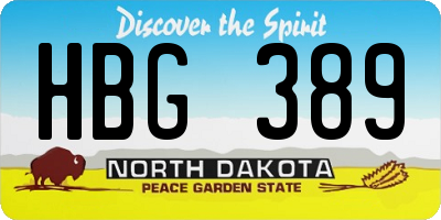 ND license plate HBG389