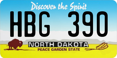 ND license plate HBG390