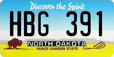 ND license plate HBG391