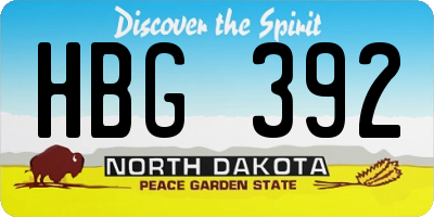 ND license plate HBG392