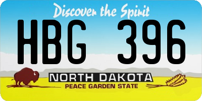 ND license plate HBG396