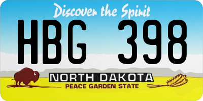 ND license plate HBG398