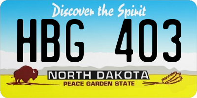ND license plate HBG403