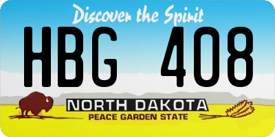 ND license plate HBG408