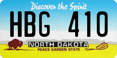 ND license plate HBG410