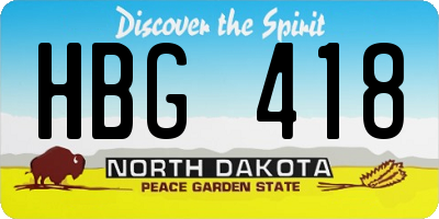 ND license plate HBG418