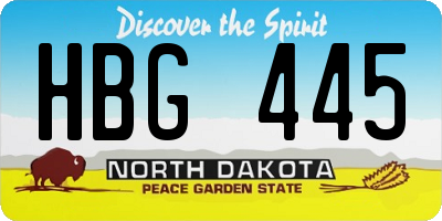 ND license plate HBG445