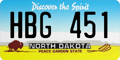 ND license plate HBG451