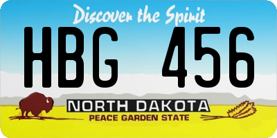 ND license plate HBG456