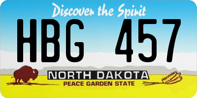 ND license plate HBG457