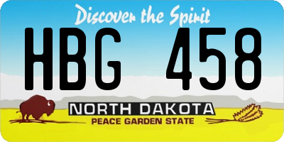 ND license plate HBG458