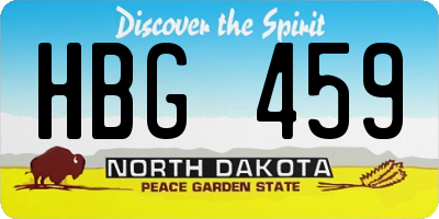 ND license plate HBG459