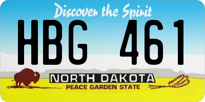 ND license plate HBG461