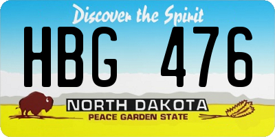 ND license plate HBG476