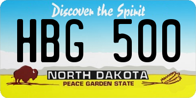 ND license plate HBG500