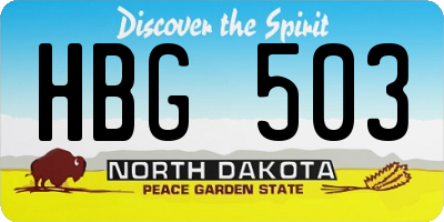 ND license plate HBG503