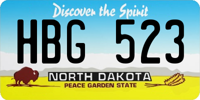 ND license plate HBG523