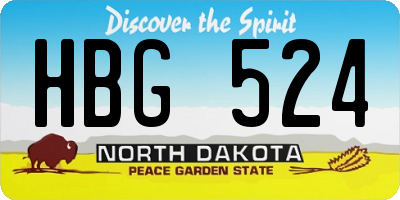 ND license plate HBG524