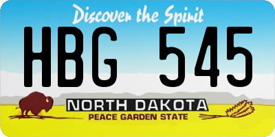 ND license plate HBG545