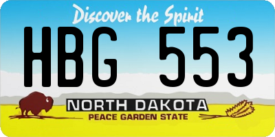 ND license plate HBG553