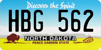 ND license plate HBG562