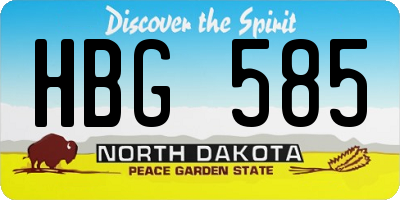 ND license plate HBG585