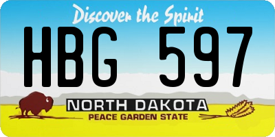 ND license plate HBG597