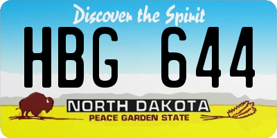 ND license plate HBG644