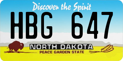 ND license plate HBG647