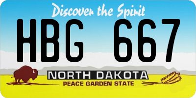 ND license plate HBG667