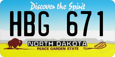 ND license plate HBG671