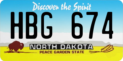 ND license plate HBG674