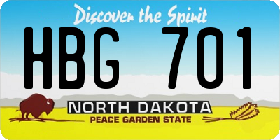 ND license plate HBG701