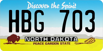 ND license plate HBG703