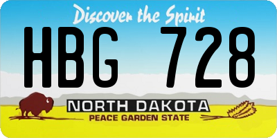 ND license plate HBG728