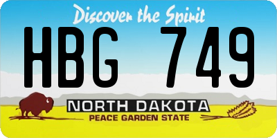 ND license plate HBG749