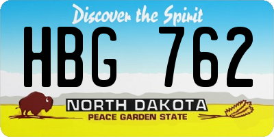 ND license plate HBG762