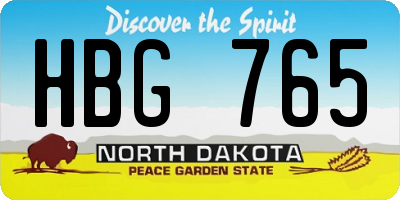 ND license plate HBG765