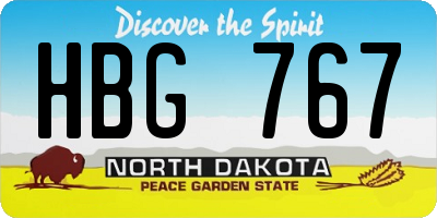 ND license plate HBG767