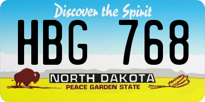 ND license plate HBG768