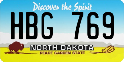 ND license plate HBG769