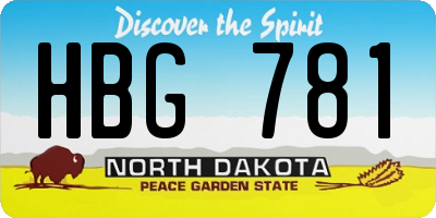 ND license plate HBG781