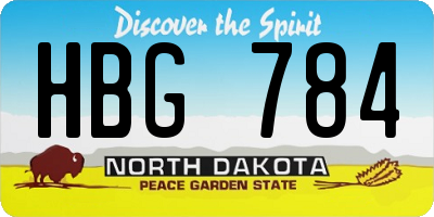 ND license plate HBG784