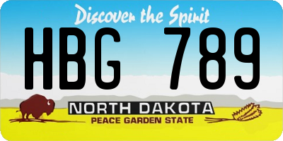 ND license plate HBG789