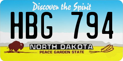 ND license plate HBG794